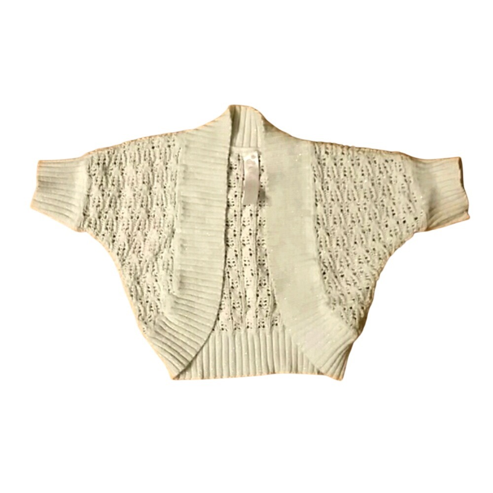 Cherokee Girls Metallic Gold‎ and Cream Crochet Bolero Sweater Size 2T